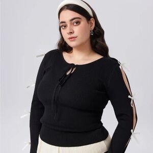 Bow sleeve knit long sleeve